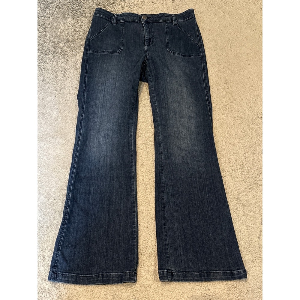 Belle by Kim Gravel Womens Blue Wide Leg Stretch Denim Jeans Size 14